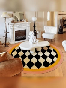 High Quality Swan Plush 5mm Thick Soft Material Round Living Room Carpet, French Cream Style Bedroom Bedside Plush Rug, Luxury Cream Yellow Sofa Coffee Table Chair Soft Floor Mat - Multicolor - View 12