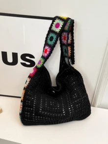 Plecak z siatki tkanej dla kobiet, duża pojemność, 2025 nowy, luźny, dzianinowy, pusty, mały plecak na wakacje na plaży