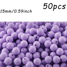 50 pezzi/100 pezzi, Assortimento di perline, perline in silicone di colore solido da 9mm/12mm/15mm, in vari colori, perline decorative, adatte per braccialetti fai-da-te, penne con perline, ecc.