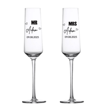 (Set Of 2) Personalized Champagne Flutes For Weddings, Engagements, And Anniversaries - Elegant UV Printed Mr. And Mrs. Toasting Glasses Set - Customizable Shapes, Styles, And Colors - Perfect Gift For Newlyweds, Bridal Showers, And Romantic Celebrations - Unique Keepsake For Toasting Love And Happiness - Ideal For Wedding Receptions, Engagement Parties, And Special Occasions - Celebrate Your Love Story With Style!