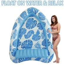 1 Stück aufblasbares blaues Schwimmliege, Sommer Schwimmbad Party Zusammenkunft Schwimmliege, faltbar mit Rückenlehne Schwimmhilfe, Strandutensilien, Strandaccessoires