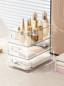 1pc/4pcs/5pc/6pcs/7pc/10/25pcs Transparent Cosmetic Storage Box, Drawer Storage Box, Compartmentalised Storage Containers, Freely Combinable, Cosmetic Organiser, Suitable For Home, School, Dormitory, Office Storage,Ideal For Home Storage And Organisation, Suitable For Women's Gift Boxes, Holiday Gift Boxes, Valentine's Day Gift Boxes, Valentine's Day Decorations,Girlfriend Gifts.