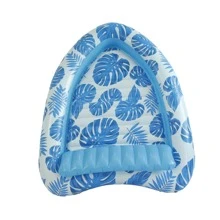 1 Stück aufblasbares blaues Schwimmliege, Sommer Schwimmbad Party Zusammenkunft Schwimmliege, faltbar mit Rückenlehne Schwimmhilfe, Strandutensilien, Strandaccessoires