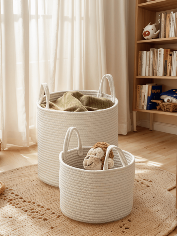 1 Stück faltbarer handgewebter Aufbewahrungskorb mit Griff, Wäschekorb mit großer Kapazität, Boho-Stil, in Gelb und Weiß erhältlich, geeignet für Badezimmer, Wohnzimmer, Schlafzimmer, zum Aufbewahren von schmutziger Kleidung, Decken, Spielsachen, für Feiertage, Geburtstagsfeiern, Heimdekoration, Aufbewahrung, Aufbewahrungsbox