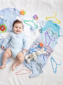 10/20pcs Children Hangers, 10.63 Inch Small Plastic Kid Clothes Hooks, Durable Non-Slip Clothing Rack, Baby Nursery Wardrobe Storage - Multicolor - View 3