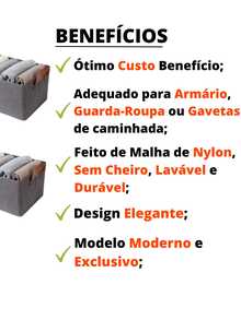 KIT 4 Organizador De Caixas De Armazenagem De Roupas Grandes Dobráveis Gavetas De Armários De Guarda Roupa REFORÇADO - Cinza - Visão 3