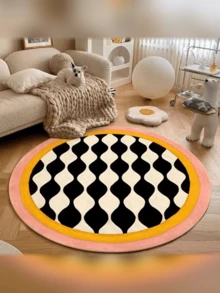 High Quality Swan Plush 5mm Thick Soft Material Round Living Room Carpet, French Cream Style Bedroom Bedside Plush Rug, Luxury Cream Yellow Sofa Coffee Table Chair Soft Floor Mat - Multicolor - View 2