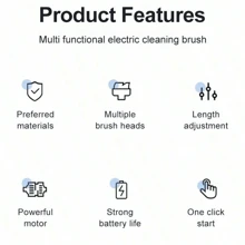 一套电动旋转地板清洁机，无线电动旋转地板刷，配备1200mAh电池，9个可更换刷头和可调节延长杆，360度无线清洁刷，适用于浴室、浴缸、瓷砖等。是厨房、浴室和家居用品供应商的理想之选。 - 綠色 - 查看 7