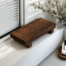 Bandeja pequena para banheiro, 1 peça, base de madeira, decoração retrô, bandeja decorativa de madeira - banheiro pequeno, cozinha e armazenamento de cosméticos, bandeja de madeira preta, branca e marrom