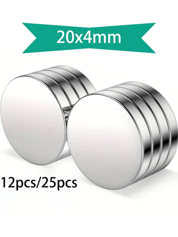 12/25 مغناطيس قرصي نيوديميوم حديد بورون أرض نادرة بقطر 20x4 ملم ، مناسب للمكتب والثلاجة والمطبخ