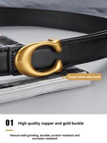 Ceinture à boucle en forme de C minimaliste, polyvalente pour les jeans et les tenues décontractées, pour femmes