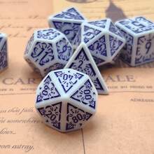 7pcs French Style D-N-D Polyhedral Dice Set Suitable For Dungeon And Dragon RPG MTG Role-Playing Board Games - White - View 6