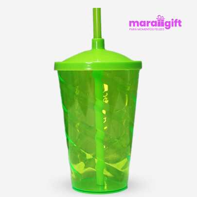 10 Copos Twister 400ml, Copos, Tampas e Canudos Coloridos