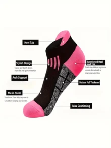 1 Pair Women's Spring/Summer Compression Sports Socks - Low Cut, Shock Absorbing, Breathable, Moisture Wicking, Arch Support, Suitable For Running, Cycling And Outdoor Activities - Multicolor - View 8