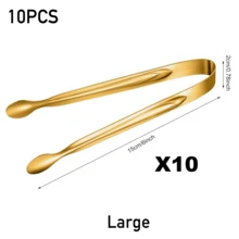 5pcs Luxury Golden Mini Serving Tongs, Premium Stainless Steel Sugar Cube Tongs, Ice Tongs, Stylish Tongs For Snacks/Appetizers/Candies/Cheese/Charcuterie Boards/Tea Parties/Mother's Day/Weddings/Housewarming, Mirror Polished - Multicolor - View 12