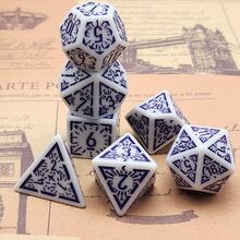 7pcs French Style D-N-D Polyhedral Dice Set Suitable For Dungeon And Dragon RPG MTG Role-Playing Board Games - White - View 7