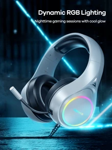 REMAX Remax Stereo Gaming Headset, Noise-Proof Over Ear Headphones With Mic, LED Light, 7.1 Surround Sound, Soft Memory Earmuffs, Gift For Game Friend, 2 In 1 Plug( Type-C And 3.5mm ), 6.2ft Long Cord