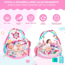 Gimnasio Bebé Interactivo Tapete Didáctico Infantil Nube - Rosa - Ver 3