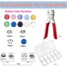 Set de 50-200 piezas de botones a presión huecos y sólidos de colores, juego de alicates de acero inoxidable para coser, manualidades, ropa, accesorios DIY, pantalones, baberos, sombreros, zapatos, paraguas, tutorial para principiantes (color aleatorio)