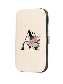 Initial Letter Print Travel Manicure Set, Black Letters A-Y, Mother's Day Gift, Large Capacity Manicure Care Storage Box, Includes Stainless Steel Tools, Ultra Sharp Anti-Splash Nail Clipper Set, Classic Design Grooming Kit Box, Convenient To Carry, Suitable For Travel, Outings, Boarding School And Home Use, Perfect Gift For Wife, Girlfriend, Family, Parents - Beige - View 22