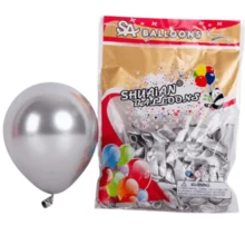 Metallic Latex Balloon Balloon 50 Units - Size 12 Different Colors - Silver - View 3