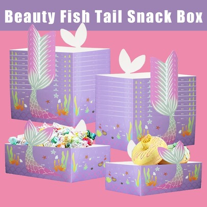 Bandejas de papel com tema de sereia (6/12/24 peças), suprimentos para festa de aniversário de sereia, bandejas de papel com tema de sereia para salgadinhos, batatas fritas, asas de frango, doces, bandeja de papelão para cachorro-quente de sereia