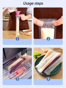 50pcs/100pcs Summer Refreshing Transparent Disposable Popsicle Bags, Household Ice Pop Mold, Sealed, Cold-Resistant, Used For Juice, Soda, Fruit, Freezing And Food Preservation