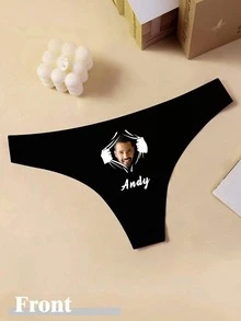 Tangas personalizados con nombre para mujer, ropa interior personalizada con foto del rostro como regalo para ella, novia, esposa, lencería nupcial