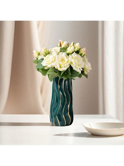 Ceramic Vase, Home ation Wit ative Vertical Gestreepte ation, Bedroom, Office, Living Room, Bathroom, Tafel Centerpiece, Best Back To School Room Supplies Flower Vase Glass view 7