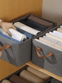 KIT 4 Organizador De Caixas De Armazenagem De Roupas Grandes Dobráveis Gavetas De Armários De Guarda Roupa REFORÇADO - Cinza - Visão 7