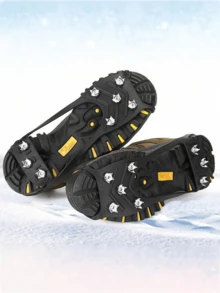1pc Anti-Slip Shoe Spikes Snow Grippers For Outdoor Ice/Snow Trail, Hiking Traction Cleats Chain - Black - View 11