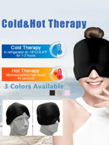 Mũ giảm đau nửa đầu, mũ chườm đá gel làm mát, mũ trị liệu nóng lạnh kép, giảm đau nửa đầu và hạ sốt, chăm sóc da đầu như ở spa, mặt nạ ngủ mềm mại thoải mái, có màu đen/xám/hồng, ôm sát khuôn mặt, thích hợp sử dụng trong nhà và ngoài trời, phù hợp với mọi lứa tuổi. - Một cỡ - Xem 3