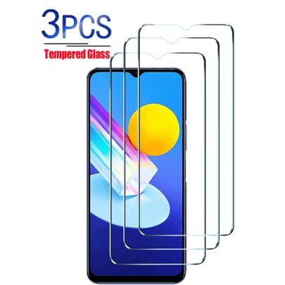 3 片钢化玻璃屏幕保护膜，适用于 Vivo，9H 硬度/高清晰度/无气泡/屏幕钢化玻璃保护膜，适用于 Vivo 生日、家人、朋友礼物手机屏幕保护膜，手机配件防水防震防摔防摔防刮防指纹全覆盖
