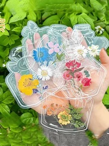 20 piezas/40 piezas Marcapáginas transparente de PVC que puede contener flores y mariposas secas reales, con números de página decorados a mano, adecuado para lectores, entusiastas de las flores secas, bookworms, regalos DIY, regalos de Año Nuevo (no incluye flores)