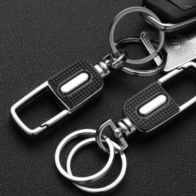 Chaveiro de Metal de Liga de Zinco para Homens e Mulheres, Chaveiro do Carro Chaveiro Automotivo Abridor Giratório Mosquetão Cromado
