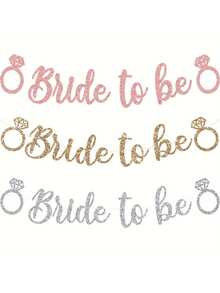1Set,Bride To Be Hen Party DIY String Glitter Banner - Champagne Gold/Rose Gold/Silver Glitter Bridal Shower Or Getting Married Party Banner In Script - Garland On 6 Ft Strand - Gold Bridal Party Decorations & Decor - Multicolor - View 1
