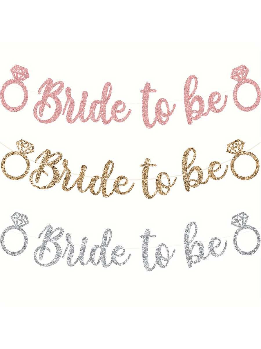 1Set,Bride To Be Hen Party DIY String Glitter Banner - Champagne Gold/Rose Gold/Silver Glitter Bridal Shower Or Getting Married Party Banner In Script - Garland On 6 Ft Strand - Gold Bridal Party Decorations & Decor - Multicolor - View 1
