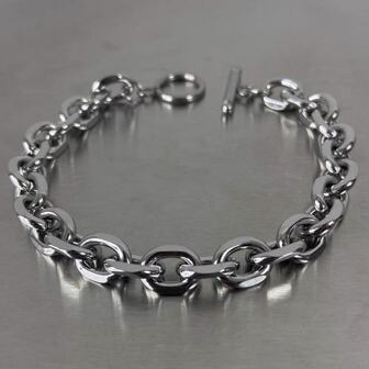 1 件时尚嘻哈不锈钢 O 型扣粗手链，简约风格男士钛钢手链，适合日常佩戴