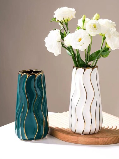 Ceramic Vase, Home ation Wit ative Vertical Gestreepte ation, Bedroom, Office, Living Room, Bathroom, Tafel Centerpiece, Best Back To School Room Supplies Flower Vase Glass