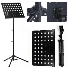 Music Stand Adjustable Heavy Duty Orchestral Folding Sheet Stand Tripod Base - Black - View 3