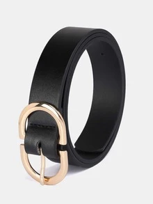 1pc Women's Double D Buckle Multicolor PU Decoration Fashion Waist Belt, Suitable For Daily Use Fall, Autumn, Halloween - Black - View 2