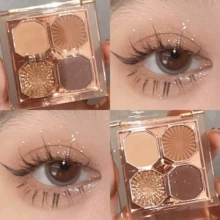 DIKALU 四色眼影盤,持久彩妝眼影盤裸色珠光色素沉著眼影