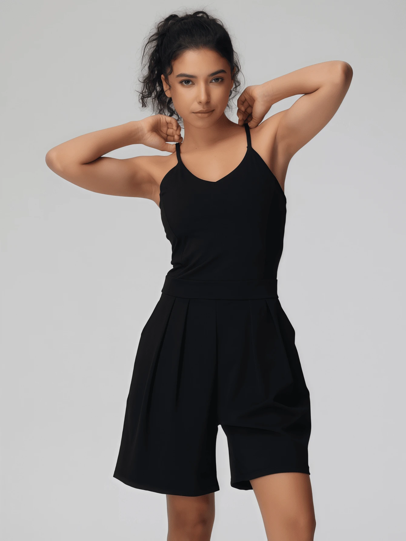 Pobodo Women's Casual Loose Coverall Jumpsuit One-Piece Sleeveless Wide-Leg Long Pants Jumpsuit With Pockets - Black - View 1