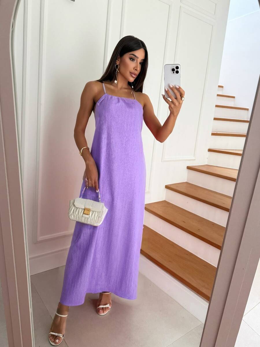 Women's Long Dress With Straps Loose Elegant Duna Comfortable Light - 紫丁香 - 查看 1