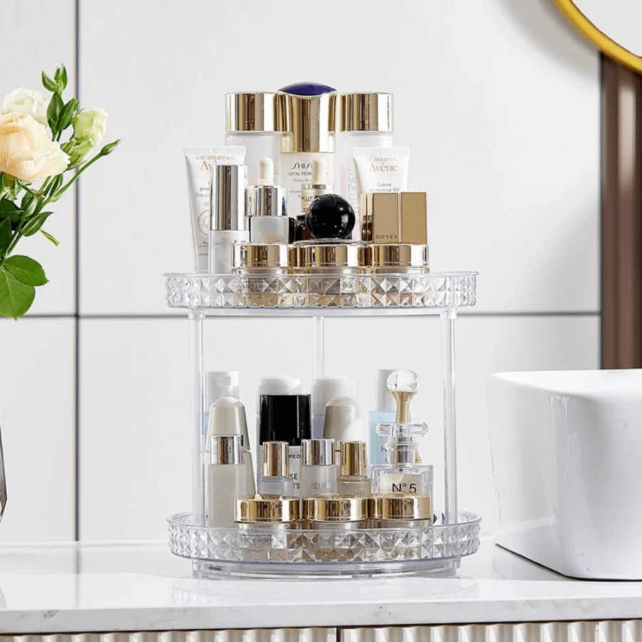 Acrylic Makeup Organizer 360º Rotating Makeup Organizer With 2 Floors - YT2500 trong suốt - Xem 1