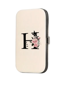 Initial Letter Print Travel Manicure Set, Black Letters A-Y, Mother's Day Gift, Large Capacity Manicure Care Storage Box, Includes Stainless Steel Tools, Ultra Sharp Anti-Splash Nail Clipper Set, Classic Design Grooming Kit Box, Convenient To Carry, Suitable For Travel, Outings, Boarding School And Home Use, Perfect Gift For Wife, Girlfriend, Family, Parents - Beige - View 23