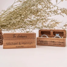 1 Piece Personalized Walnut Heart-Shaped Ring Box, Custom Wedding Ring Box, Engagement Ring Box, Romantic Heart-Shaped Proposal Prop, Couple's Wedding Gift, Anniversary Gift, Laser-Engraved Ring Box