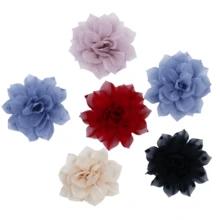 5 件/包 8 厘米布料人造山茶花蕾丝花边，手工 DIY 花卉装饰配件，适用于婚纱、发饰 - 彩色 - 查看 2