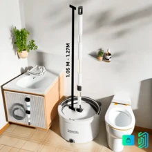 Trapeador mágico Grinyel separa agua limpia y sucia sistema limpieza eficiente hogar trapeador multifunción accesorios domésticos práctica fácil uso resistente reutilizable diseño ergonómico organización limpieza pisos desinfección rápido - Blanco - Ver 3