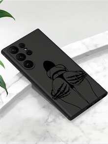 1pc Unique Creative Skull Design Shockproof Anti-Slip Black Phone Case Compatible With IPhone, Compatible With Honor, Compatible With Redmi, Compatible With Galaxy, Waterproof Anti-Fall Scratch Resistant,International Version, Not The Domestic Version - Black - View 3